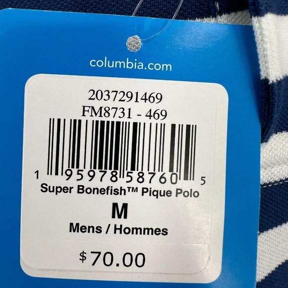 Columbia PFG Men's Super Bone Fish Pique Polo in Navy Blue sz M NWT Collared - Picture 5 of 6